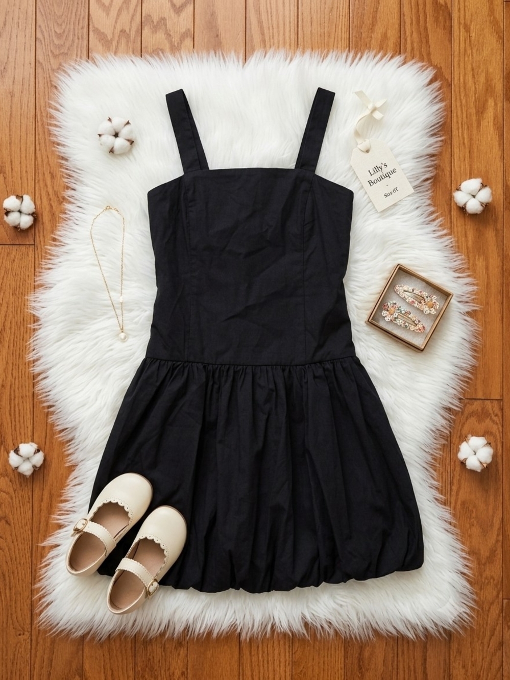 art class Black Sleeveless Cotton Sundress